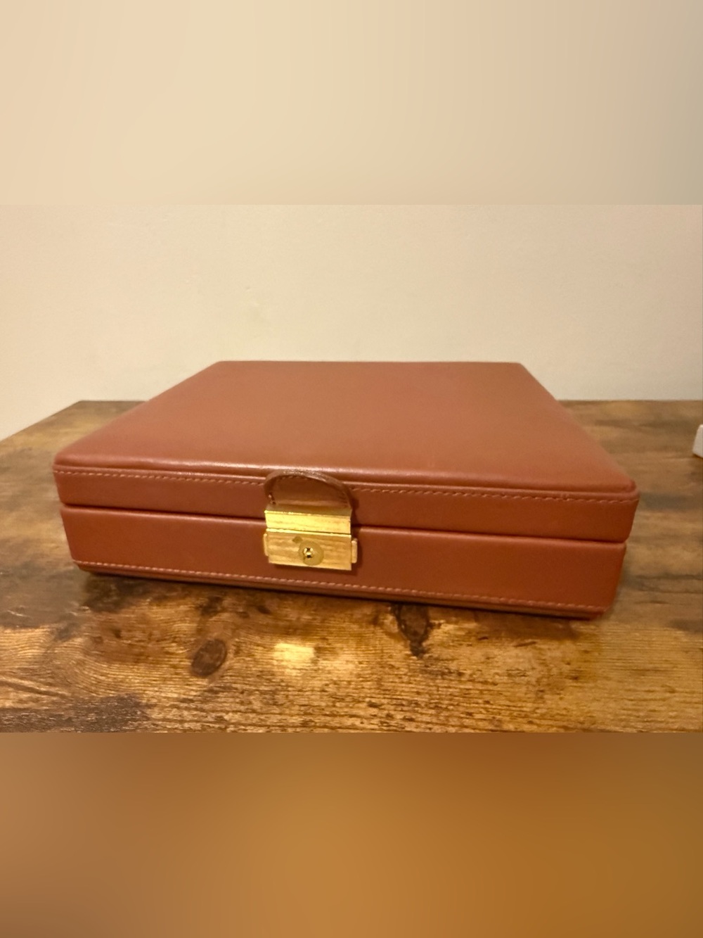 Vintage Savoy Cigarette Men's Brown Leather Jewelry Box